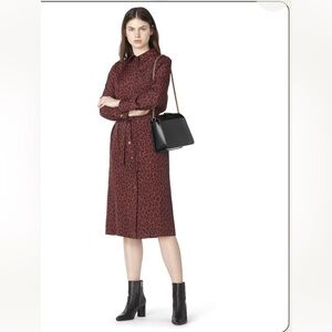 A.P.C. Karen Dress in Maroon APC Size Small Animal Print Cheetah